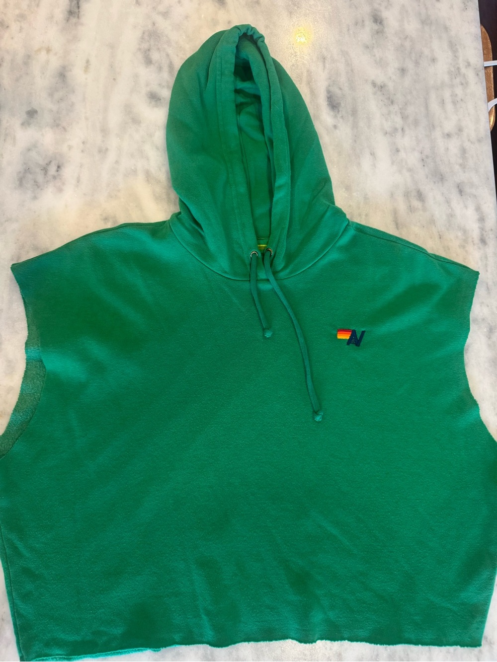 Aviator Nation Women’s Kelly Green Sleeveless Relaxed Cropped Pullover Hoodie